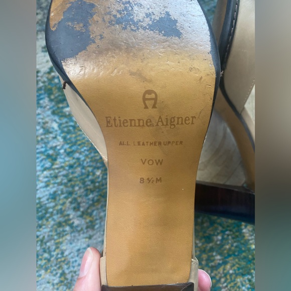 Vintage 90s Eitenne Aigner Vow tan leather ankle strap mary janes, size 8.5M - Picture 12 of 15